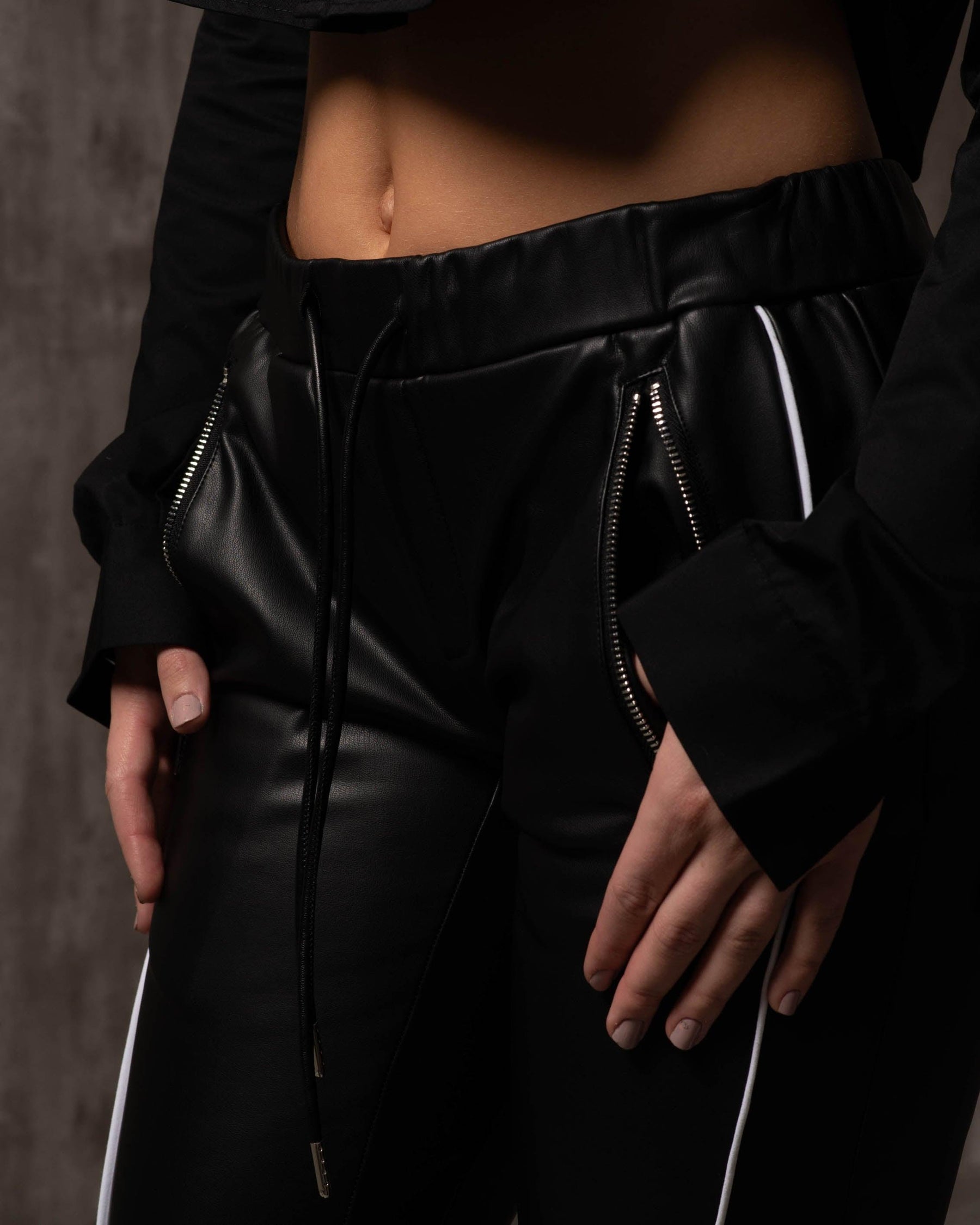 Vegan Leather Panel Pants - Milano Di Rouge