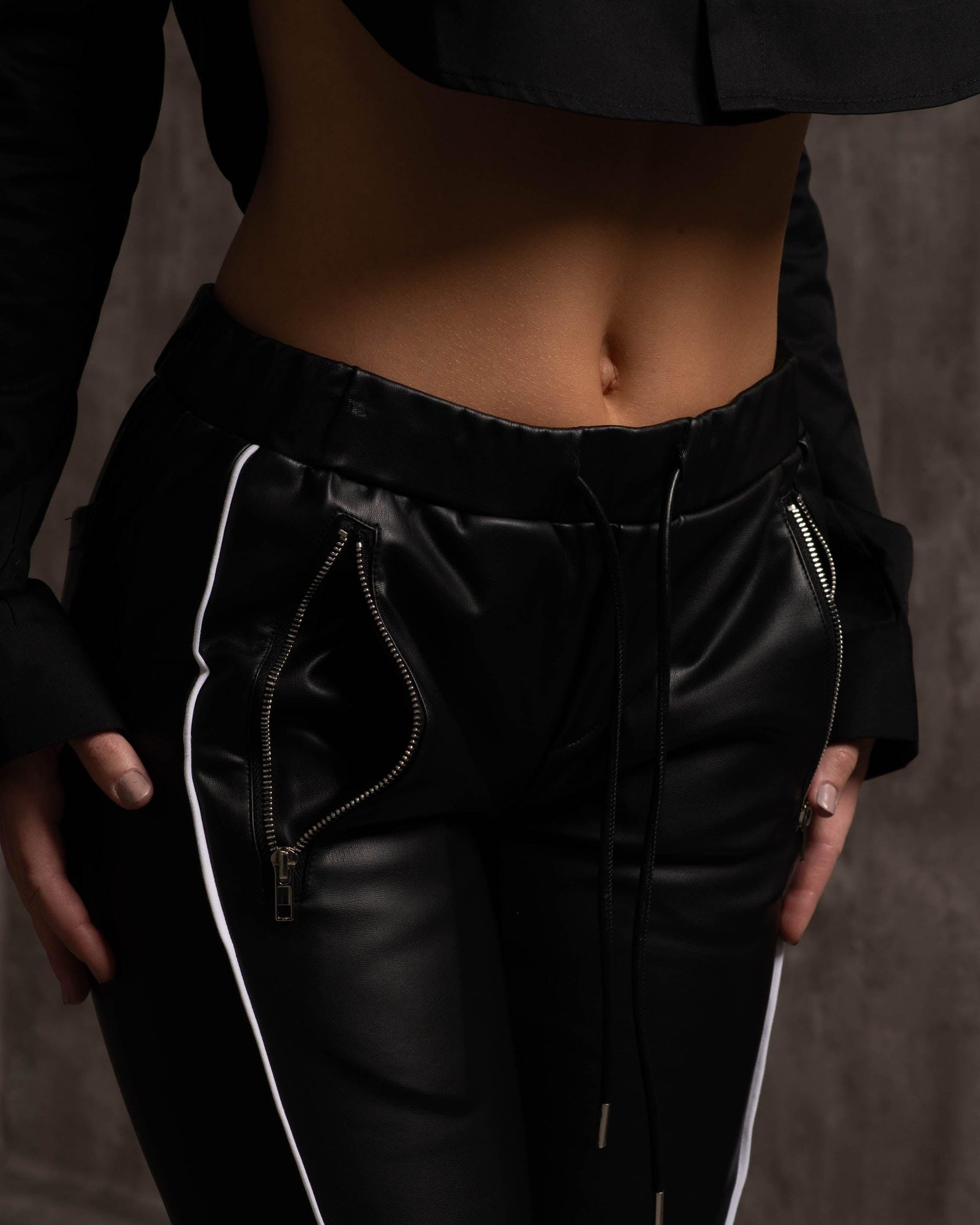 Vegan Leather Panel Pants - Milano Di Rouge