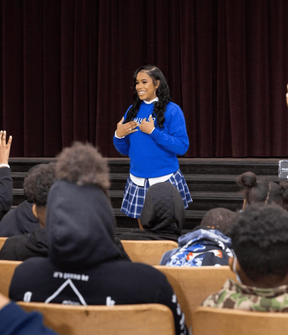 Put On For Your Community: Milan Rouge Gives A Powerful Talk to Kids At Her Elementary School - Milano Di Rouge