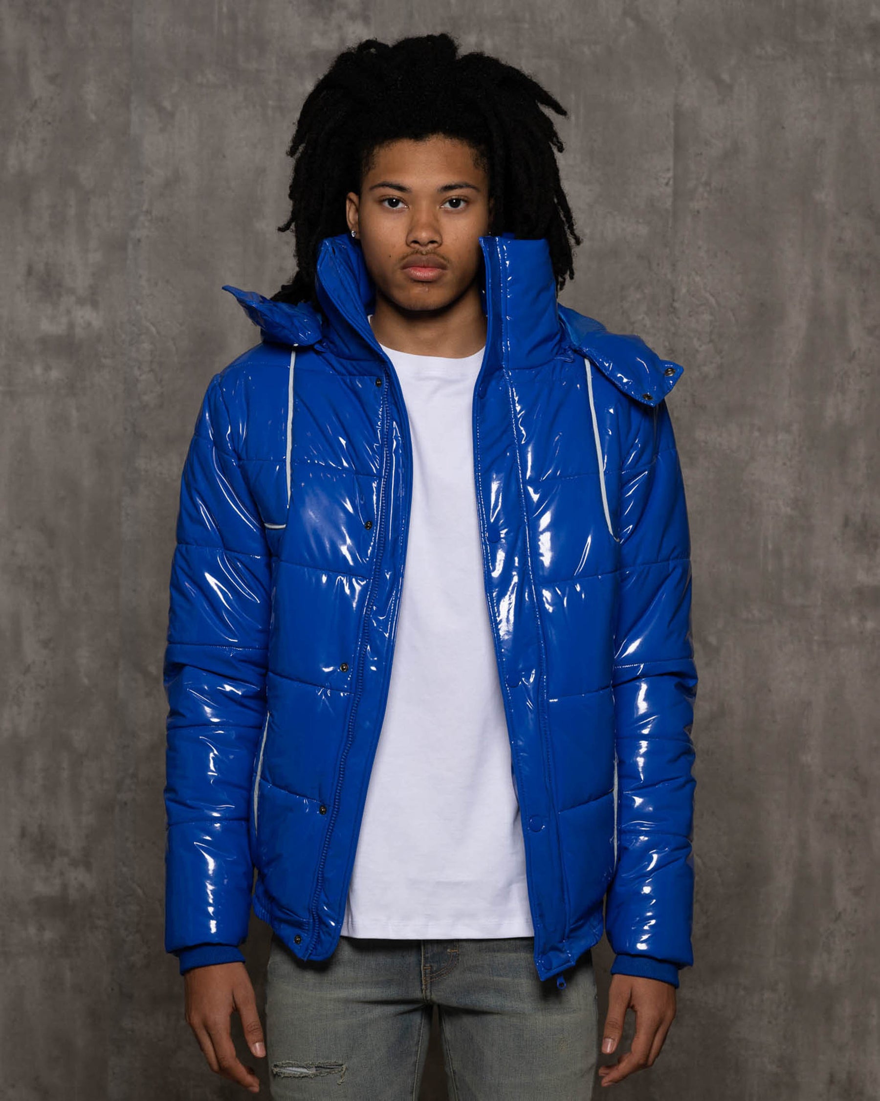 Blue puffer jacket Clearance