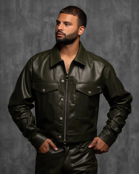 極美品◆RANDEBOO Vegan leather jacket◇ブラック Vegan Leather Alexander Ruched Jacket – Milano Di Rouge