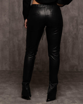 Vegan Leather Panel Pants - Milano Di Rouge