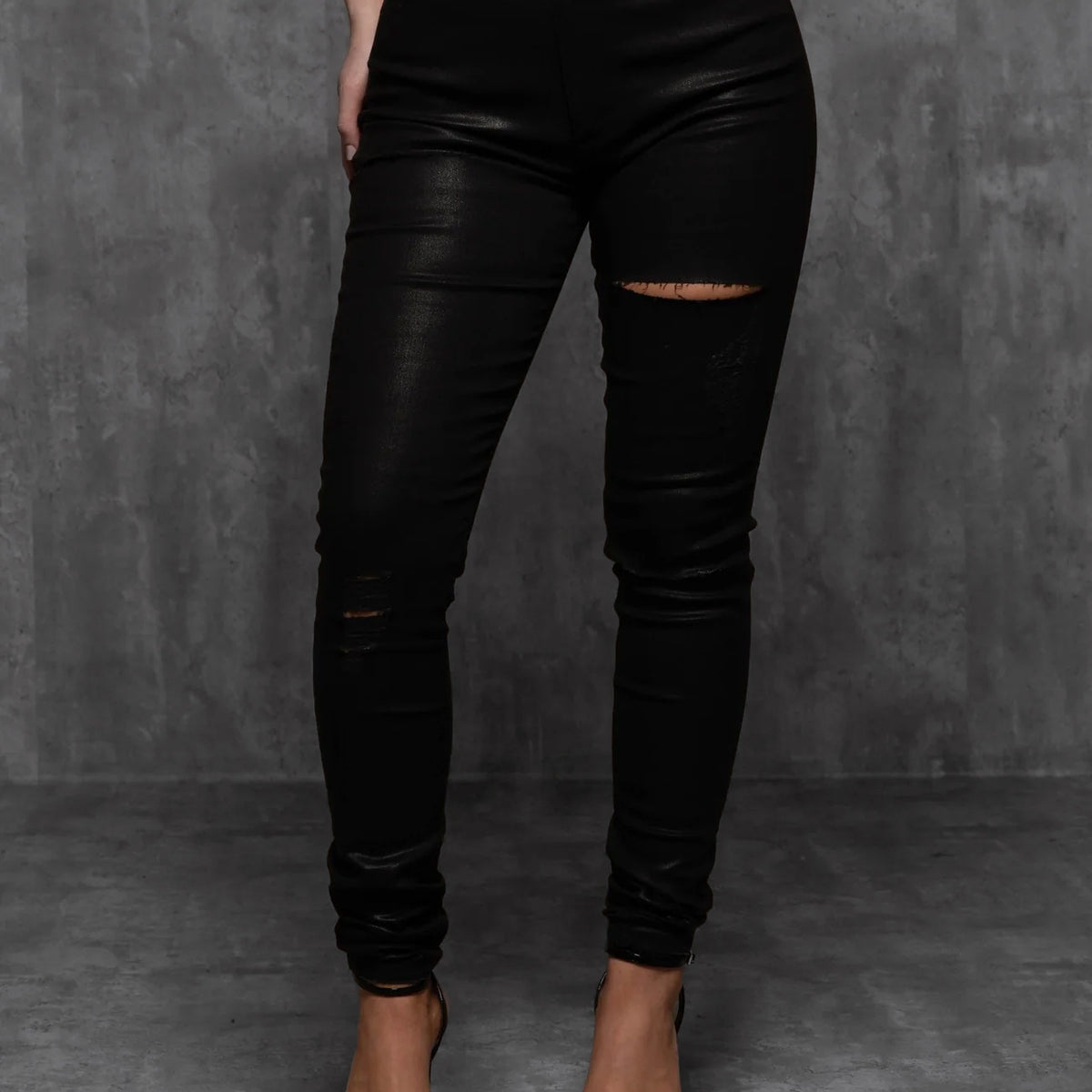 Waxed Denim Women Jeans Sexy Solid Jeans Slim Straight Fashion Color Ripped  Casual Edge Pants, Black, Small : : Clothing, Shoes & Accessories
