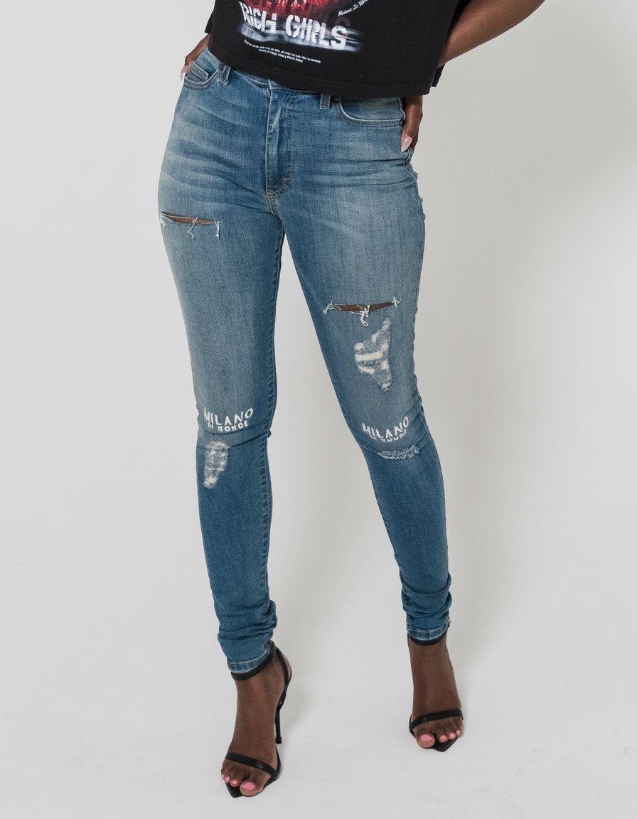 Women’s Harlow high-rise straight-leg denim jeans – Milano Di Rouge.